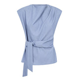 TennyCC Pleat Top - Denim blue
