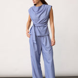 TennyCC Pleat Top - Denim blue