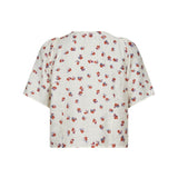 MarisCC Flower SS V-Shirt - Off white