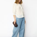 CallumCC Lace Puff V-Shirt - White