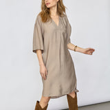 CallumCC Pleat Tunic V-Dress - Taupe