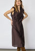 HeraCC Frill SS V-Dress - Dark Brown