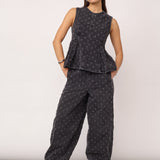 DerriCC Dot Denim Top - Mid Grey