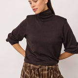 CoryCC Padded Roll-Neck Knit - Dark Brown