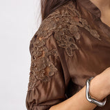 KawaCC Emb. SS V-Shirt - Dark Brown