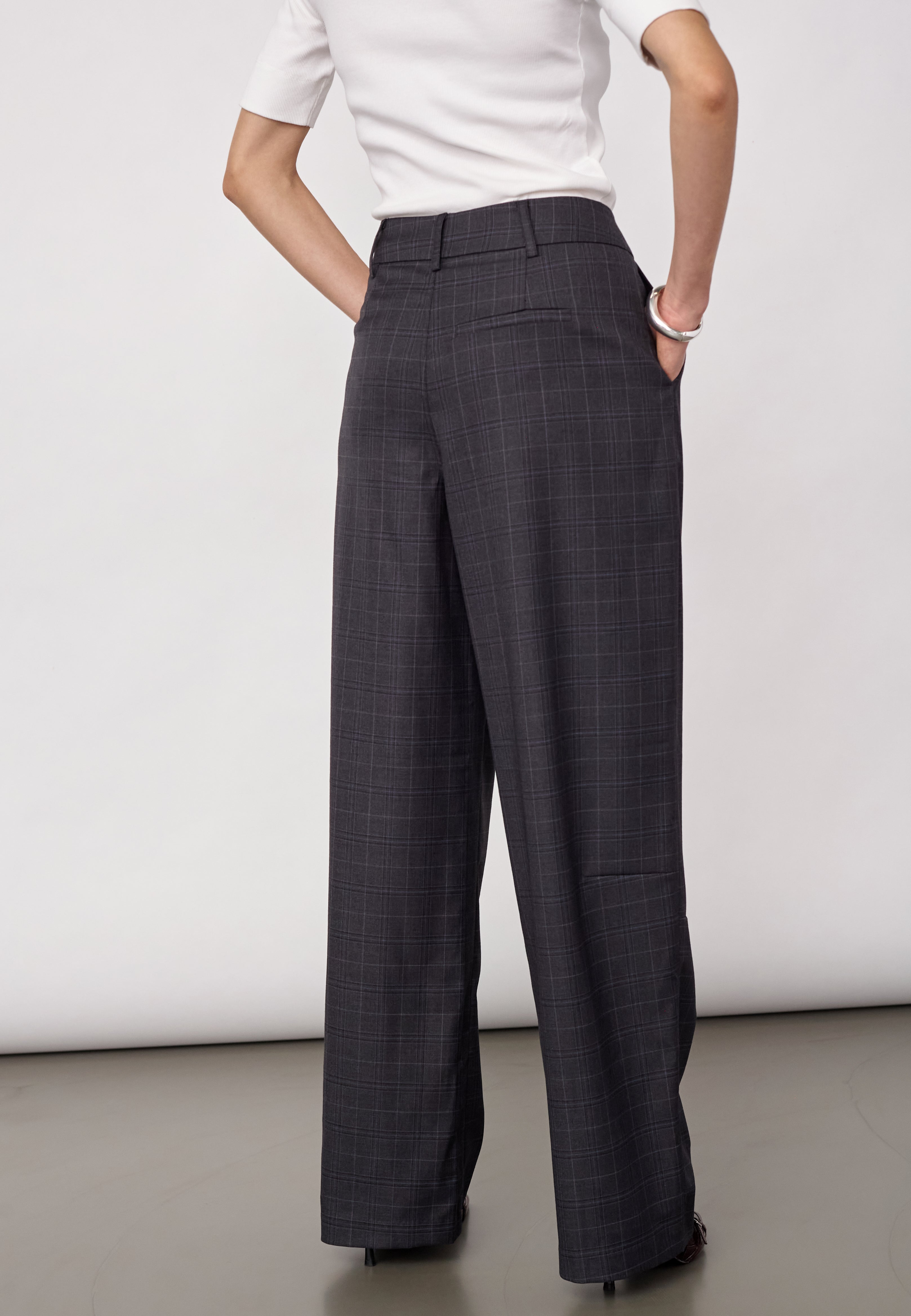 EloraCC Check Barrel Pant - Dark Grey - Co'couture