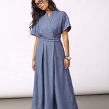 TerryCC Wrap SS  Dress - Ash Blue