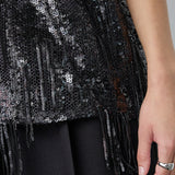 TyraCC Sequin SS Blouse - Black