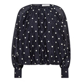 DitaCC Dot LS Balloon Blouse - Navy