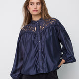 MelinCC Balloon Lace Shirt - Navy