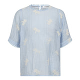 AmeliaCC Emb SS Blouse - Pale Blue - Co'couture