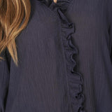 AnikaCC Frill SS Shirt - Navy - Co'couture