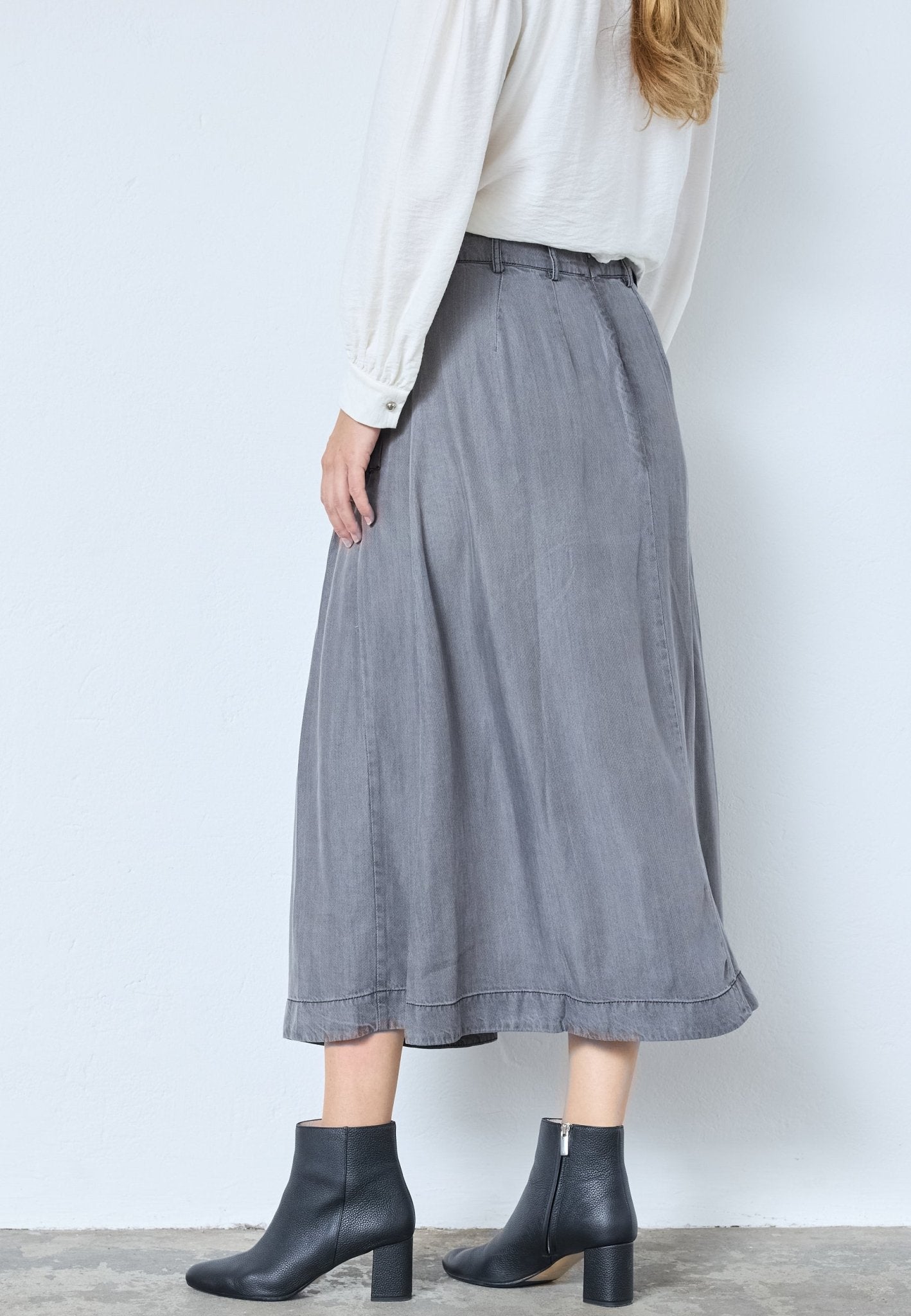 AnyaCC Denim Pleat Skirt - Mid Grey - Co'couture