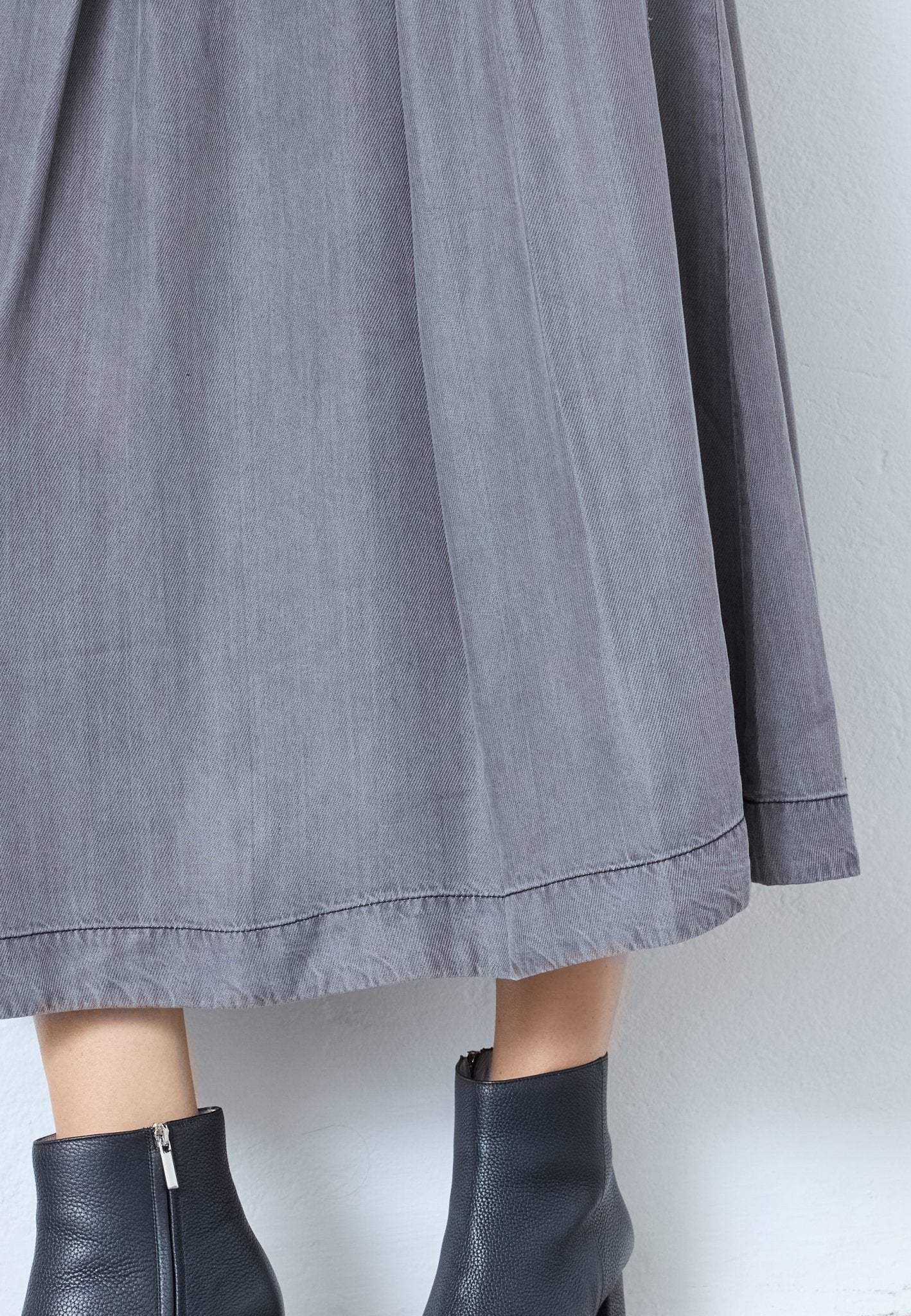 AnyaCC Denim Pleat Skirt - Mid Grey - Co'couture