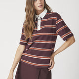 AugustaCC Stripe Polo Tee - Winered - Co'couture