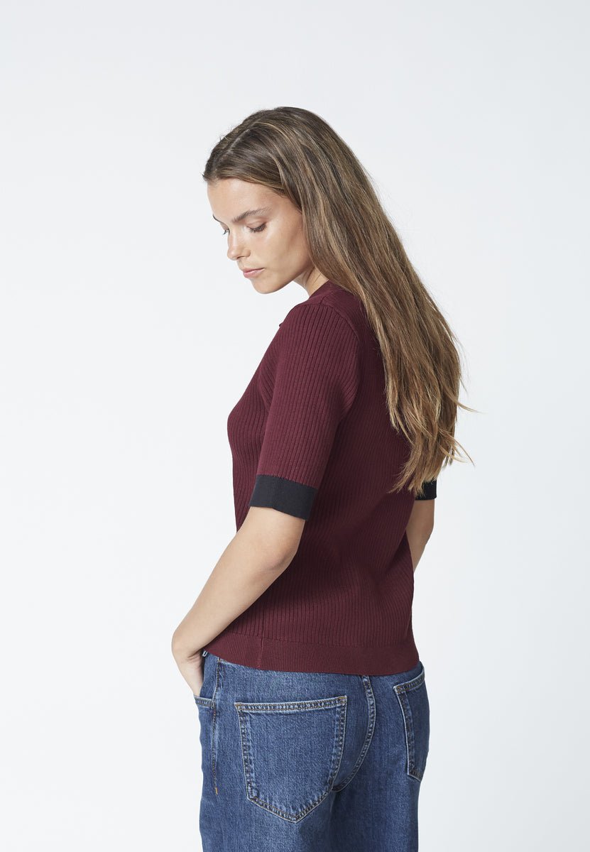 BonnyCC Polo SS Knit - Winered - Co'couture