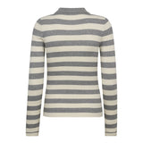 BonnyCC Stripe L/S Polo Knit - Light Grey - Co'couture