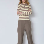 BonnyCC Stripe L/S Polo Knit - PaleYellow - Co'couture