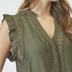 CarynCC Frill Top - Army - Co'couture