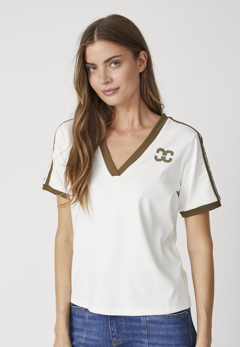 EdgeCC Stripe V - Tee - OffWhite Military Olive - Co'couture