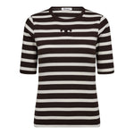 GrannyCC Rib Emb SS T-shirt - OffWhite/DarkBrown - Co'couture