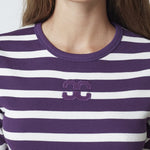 GrannyCC Rib Emb SS T-shirt - OffWhite/Plum - Co'couture