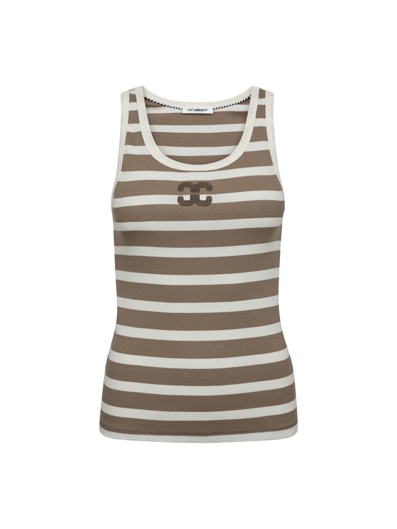 GrannyCC Rib Emb. Tank Top - OffWhite/Walnut - Co'couture