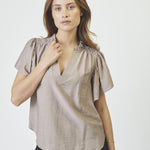 HeraCC SS Frill Top - Walnut - Co'couture