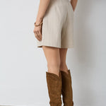 LeenaCC Linen Pleat Shorts - Bone - Co'couture