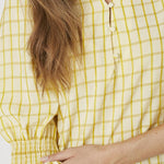 MangoCC Check SS Blouse - Pastel Yellow - Co'couture