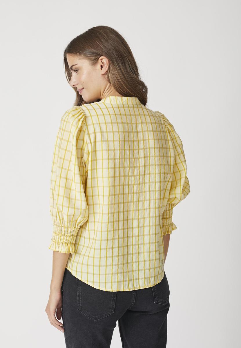 MangoCC Check SS Blouse - Pastel Yellow - Co'couture