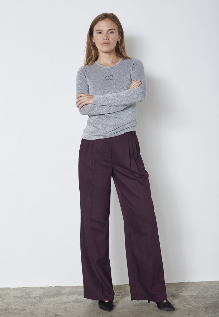 MannyCC Lurex Emb L/S Tee - Silver - Co'couture