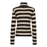 MasonCC Stripe RollNeck Blouse - BoneBlack - Co'couture