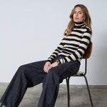 MasonCC Stripe RollNeck Blouse - BoneBlack - Co'couture