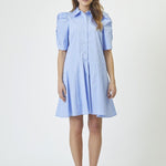 MicaCC Stripe SS Shirt Dress - Pale Blue - Co'couture