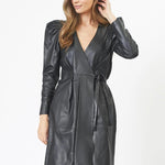 PhoebeCC Leather Wrap Dress - Black - Co'couture
