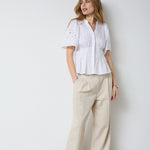 PoppyCC Emb SS V - Shirt - White - Co'couture