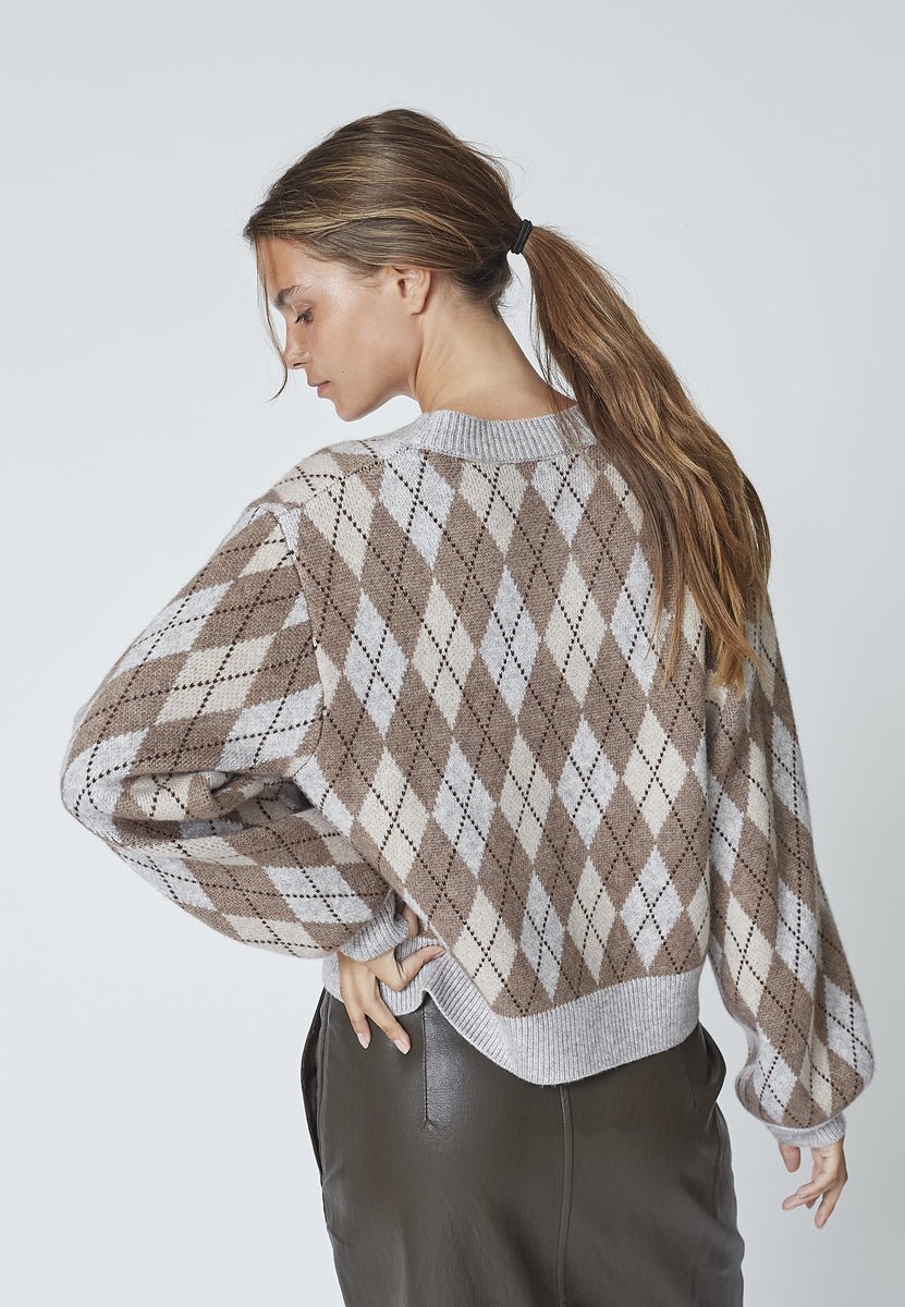 RowCC Check Cardigan - Walnut - Co'couture