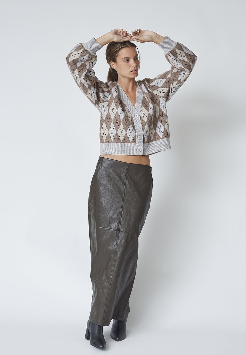 RowCC Check Cardigan - Walnut - Co'couture