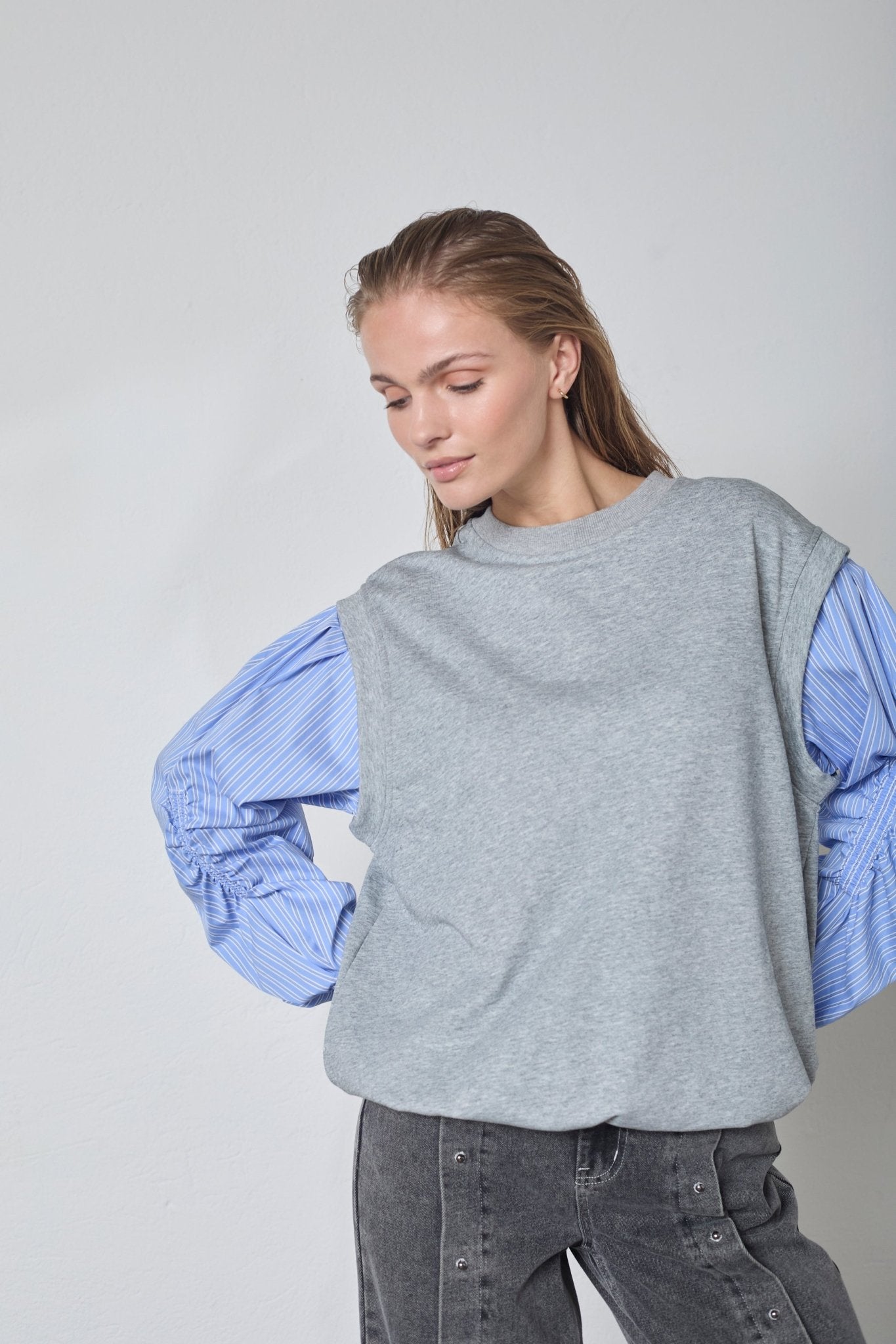 SabinaCC Mix Shirt Sweat - Light Grey - Co'couture