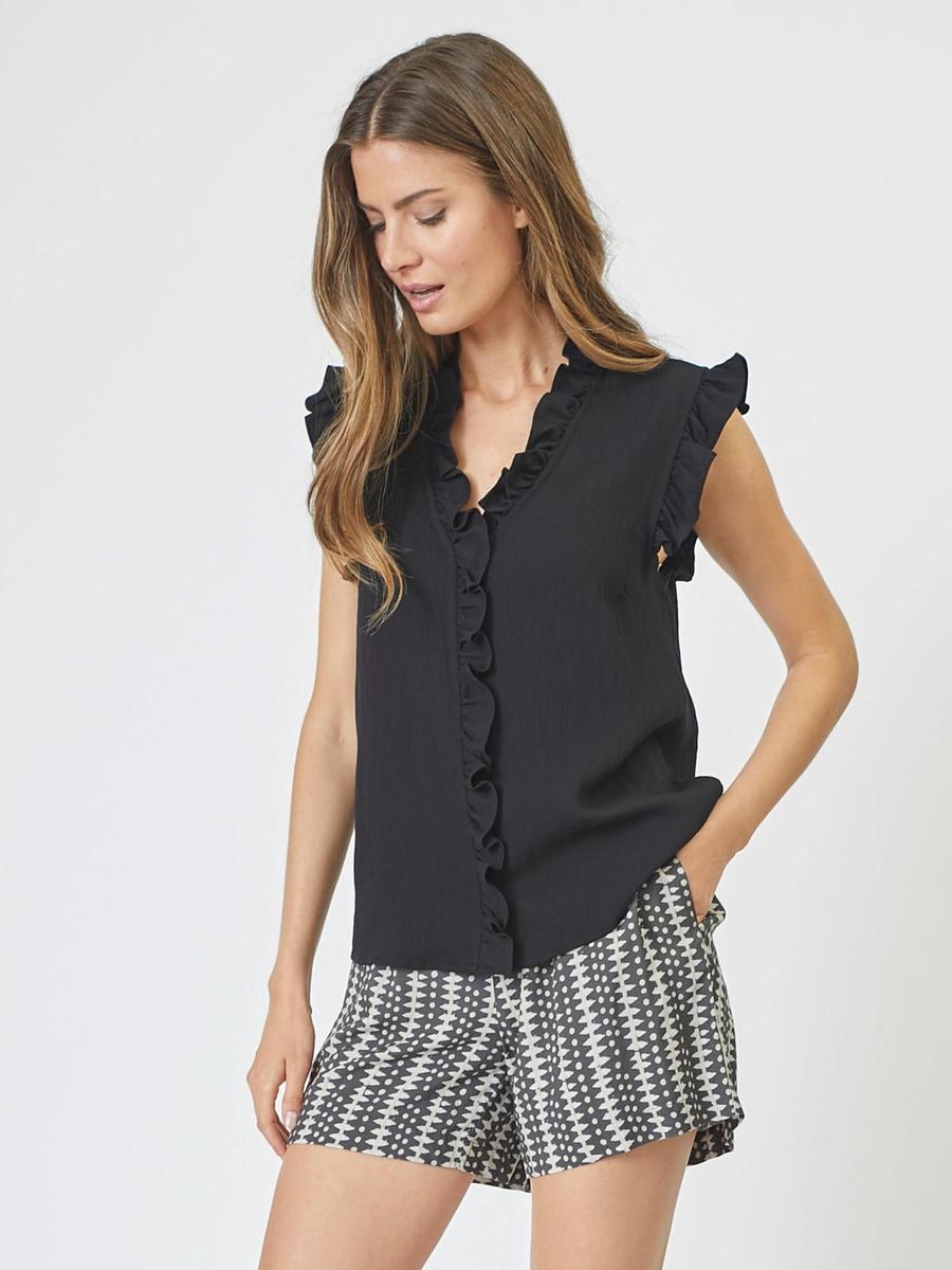 SuedaCC Frill Top - Black - Co'couture