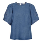 TillyCC Emb SS Blouse - Denim blue - Co'couture