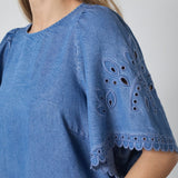 TillyCC Emb SS Blouse - Denim blue - Co'couture