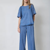 TillyCC Emb SS Blouse - Denim blue - Co'couture