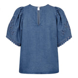 TillyCC Emb SS Blouse - Denim blue - Co'couture
