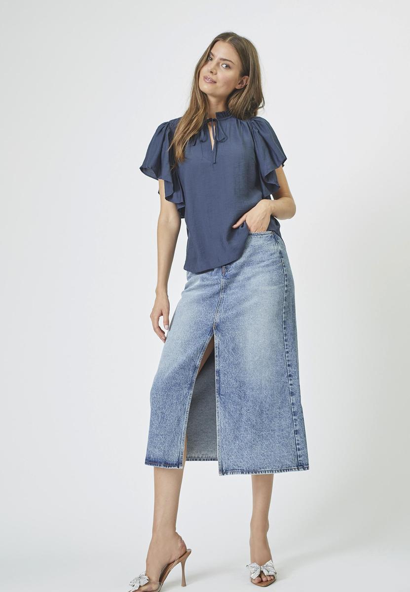 VikaCC Slit Denim Skirt - Denim blue - Co'couture